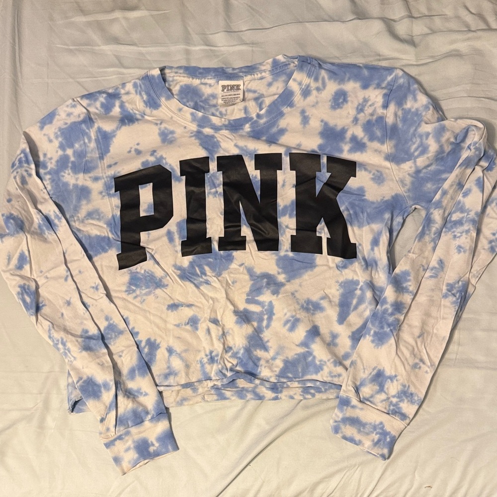 PINK Victoria's Secret Blue Tie-Dye Tee